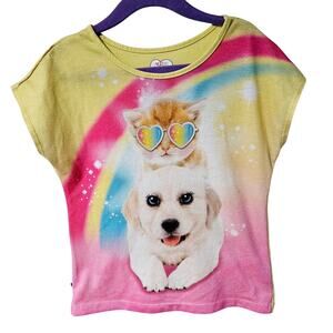 365 Kids Yellow Rainbow Puppy Shirt Size 7